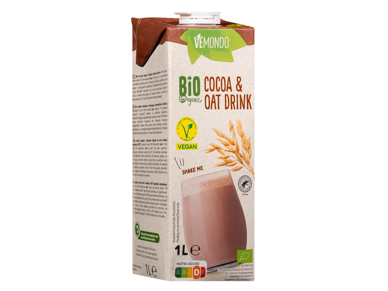 Vemondo Bio kakaós és zabital, Nutri-Score A minősítéssel