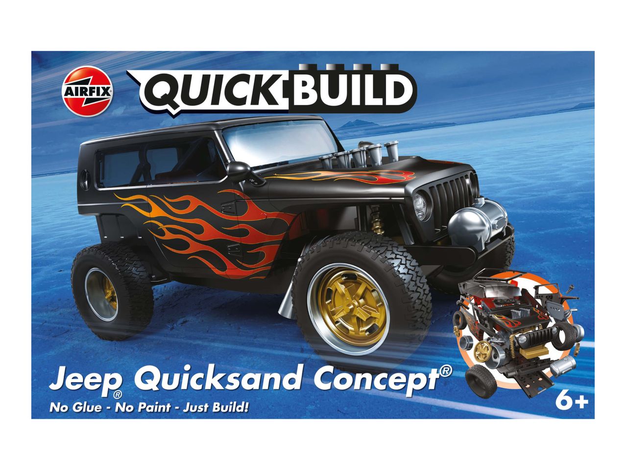 Quick Build Jeep Quicksand Concept model kit, black with flames, for ages 6+