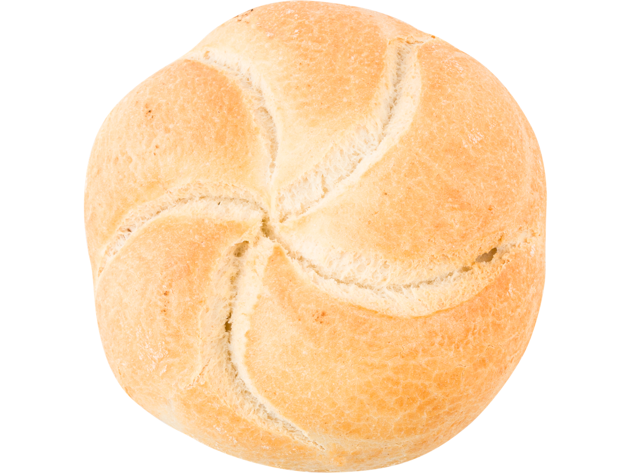 En rund, ljusbrun fralla med ett stjärnformat mönster på toppen.