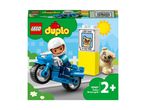 LEGO Duplo Police Motorcycle set with a rider and a lost dog sign.