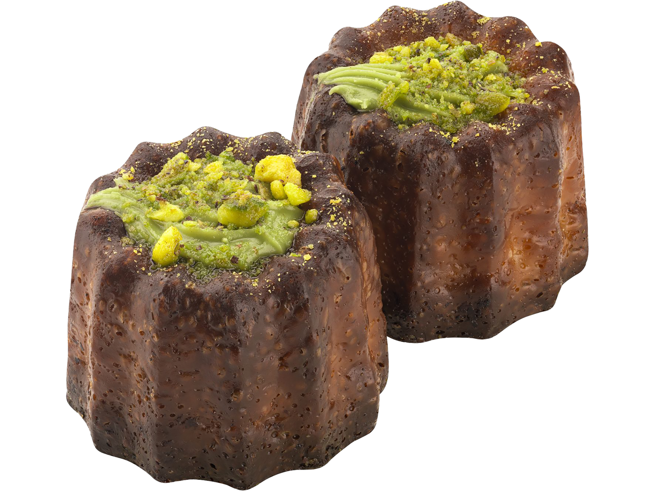 Dvi kanelės su pistacijų įdaru ir pabarstukais.