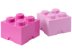 Dvije ružičaste LEGO kutije za pohranu u obliku cigle.