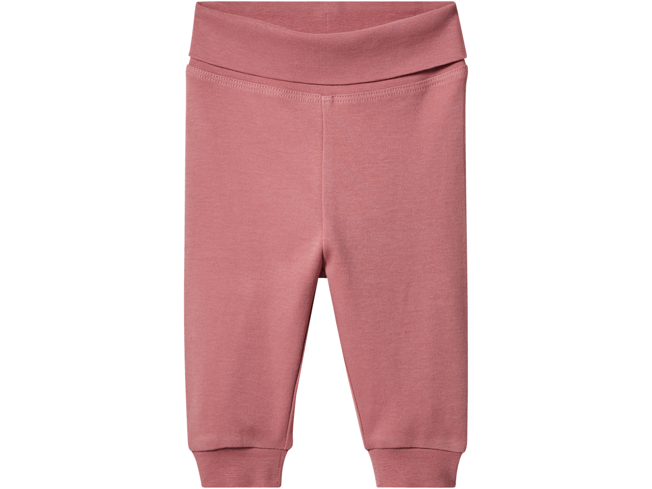 LUPILU dviejų rožinių kūdikių kelnių rinkinys su elastiniu juosmeniu ir rankogaliais.