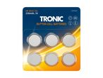 TRONIC CR 2032 lithium button cell batteries, 6-pack, 230mAh, 3V.