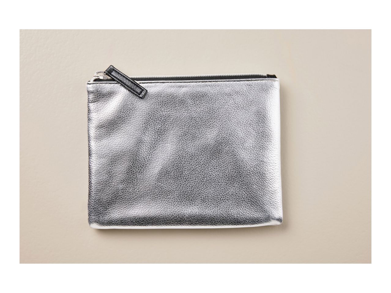 Silver zipper pouch