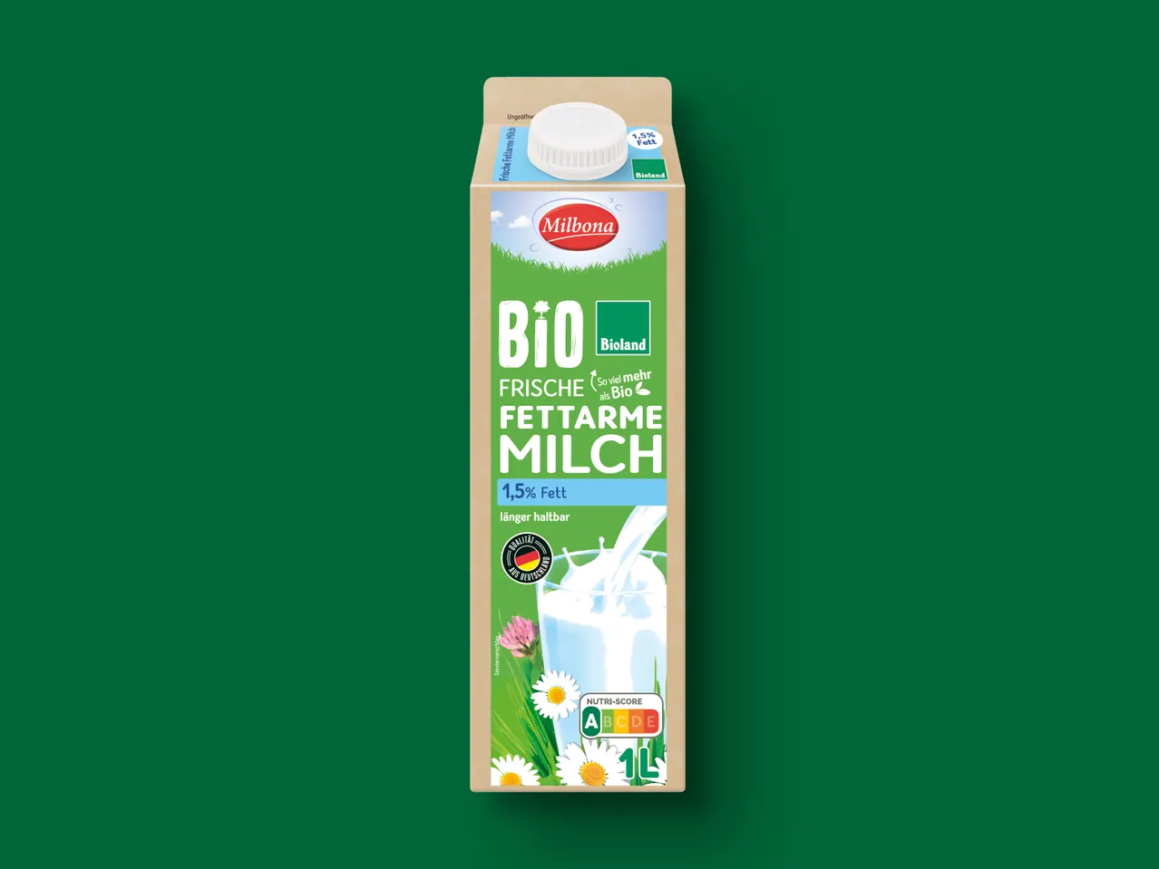 Milbona Bioland Bio-Vollmilch, fettarm.