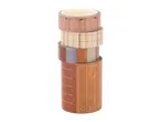 Stack of four decorative washi tapes with plaid, striped, and numbered patterns in earthy tones.