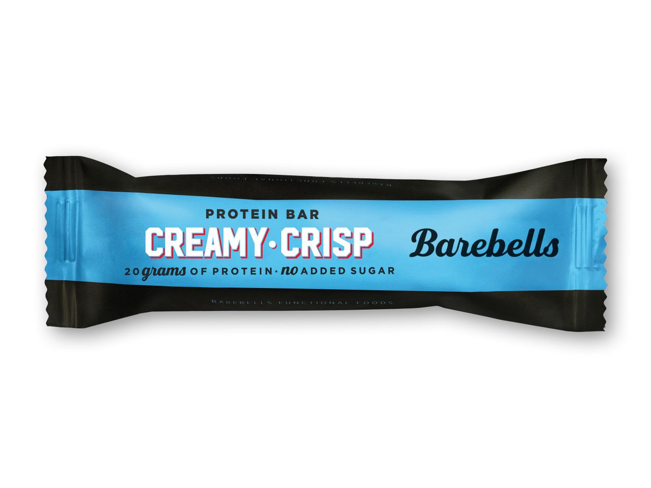 Barebells Creamy-Crisp proteinbar med 20 gram protein og ingen tilsat sukker.