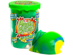 Crazy Aaron's Magic Slime u zelenoj teglici, sa zasebnim komadom višebojnog sluza.