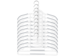 Un pachet de umerașe albe W5 cu cârlige metalice, stivuite ordonat.