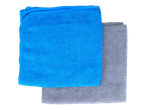 Panos de microfibra azul e cinza.