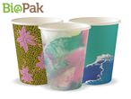 BioPak's eco-friendly paper cups feature various designs.