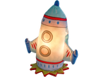 Mieli vaikiška raketos formos naktinė lempa.