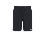 Calções desportivos Crivit para homem, pretos com orla branca e logótipo.