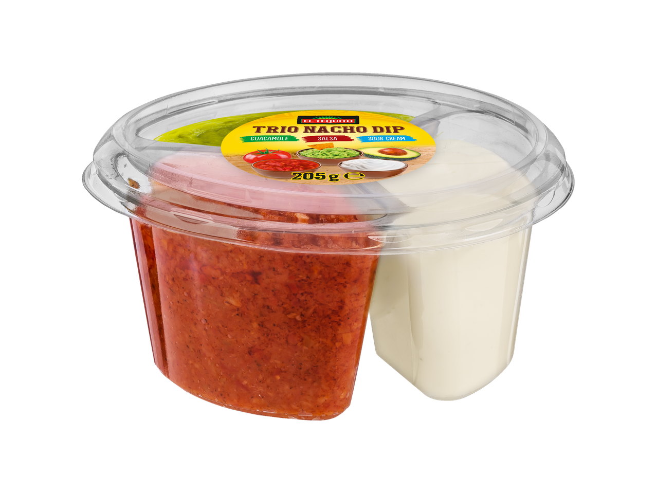 El Tequito trio nacho dip: salsa, guacamole, and sour cream.