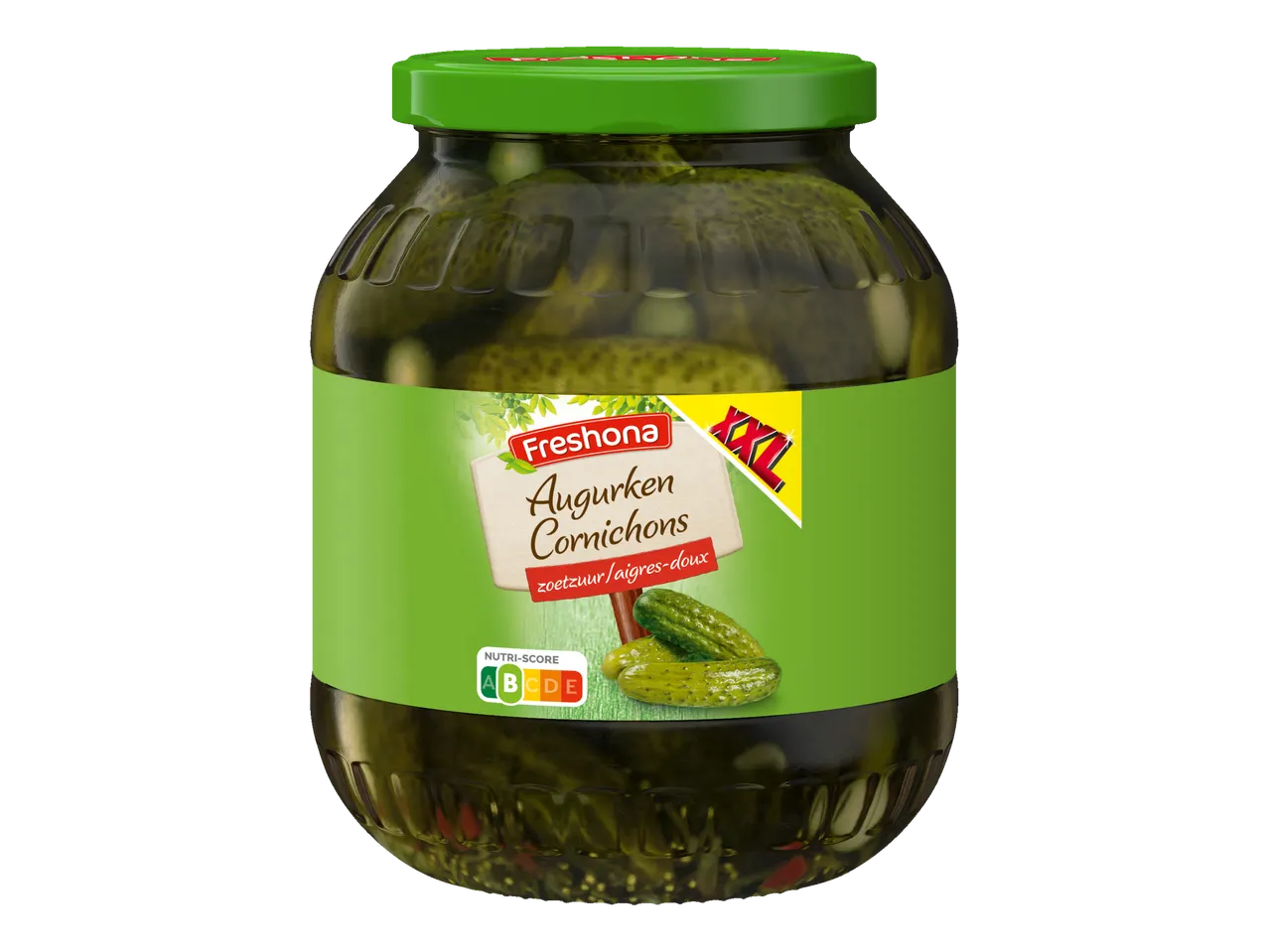 Fresbona XL augurken cornichons in een pot.