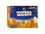 Chef Select Football Nuggets de frango, 400g congelados, com instruções de cozedura.