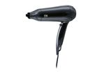 Black hair dryer with a concentrator nozzle and a cool shot button