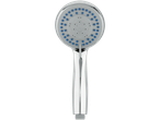 Chrome shower head with rain shower function.