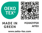 Ετικέτα OEKO-TEX MADE IN GREEN M2AN2YP20 AITEX με κωδικό QR.