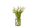 Tulipas brancas em um vaso de vidro.