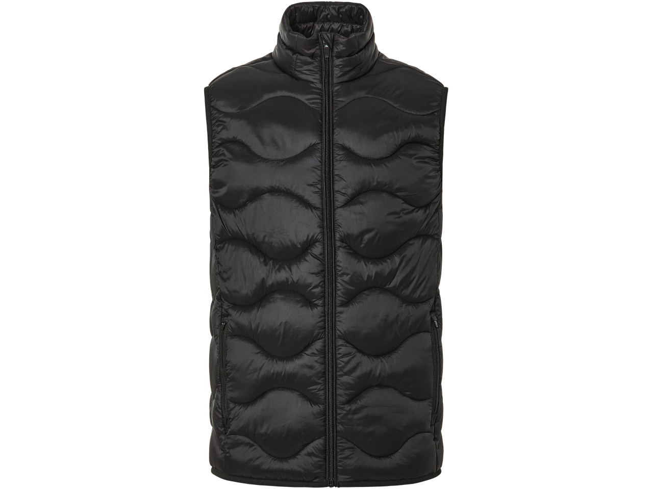 Colete acolchoado preto masculino Livergy com padrão acolchoado ondulado