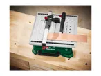 PARKSIDE tile cutter on a wooden workbench with a tile ready for cutting