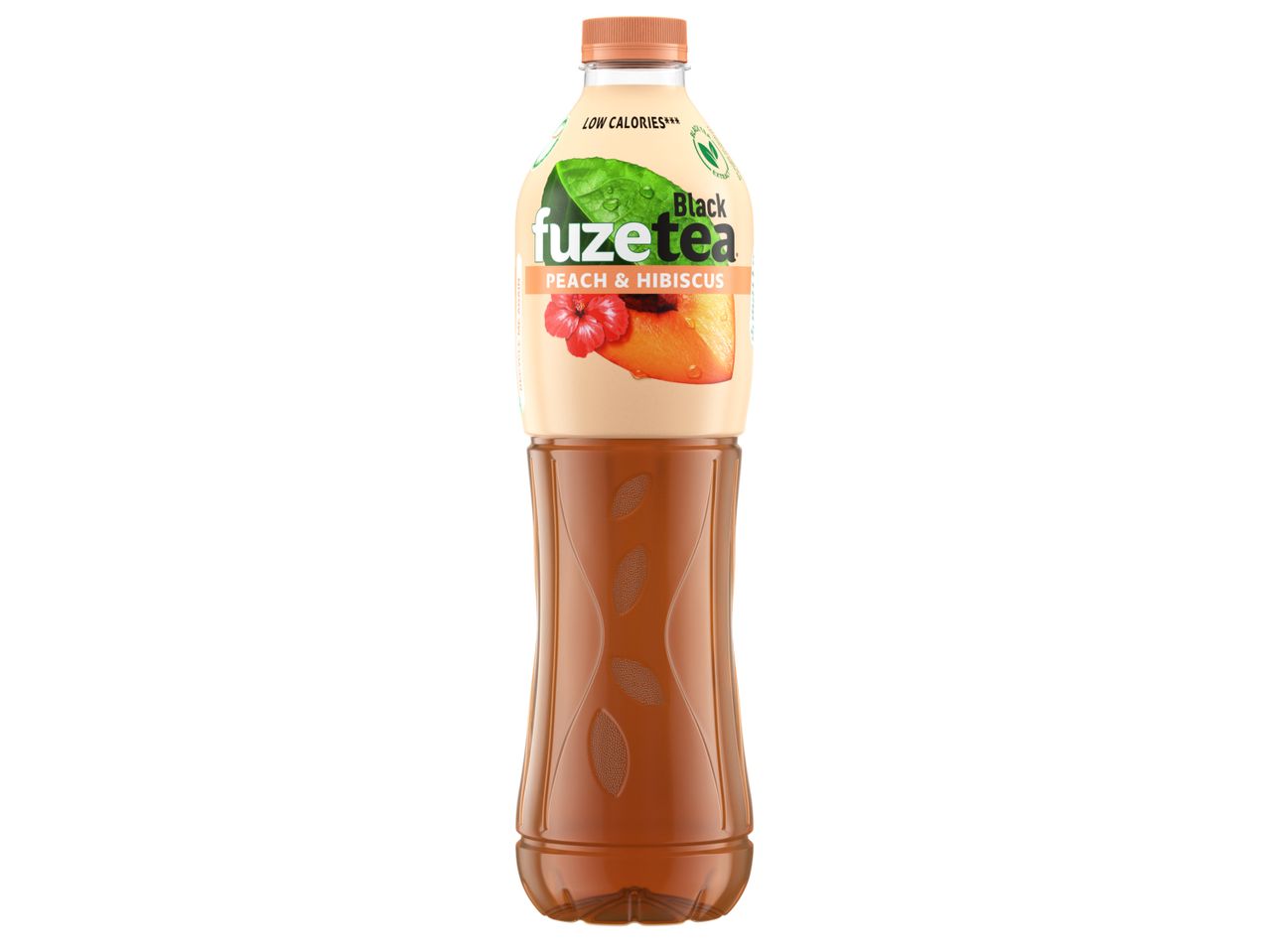 Бутилка Fuzetea черен чай с праскова и хибискус.