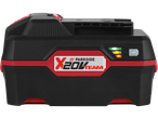 Parkside X 20V Team akumulators ar uzlādes indikatoru.