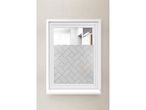 A white framed mirror with a Window Privacy Film