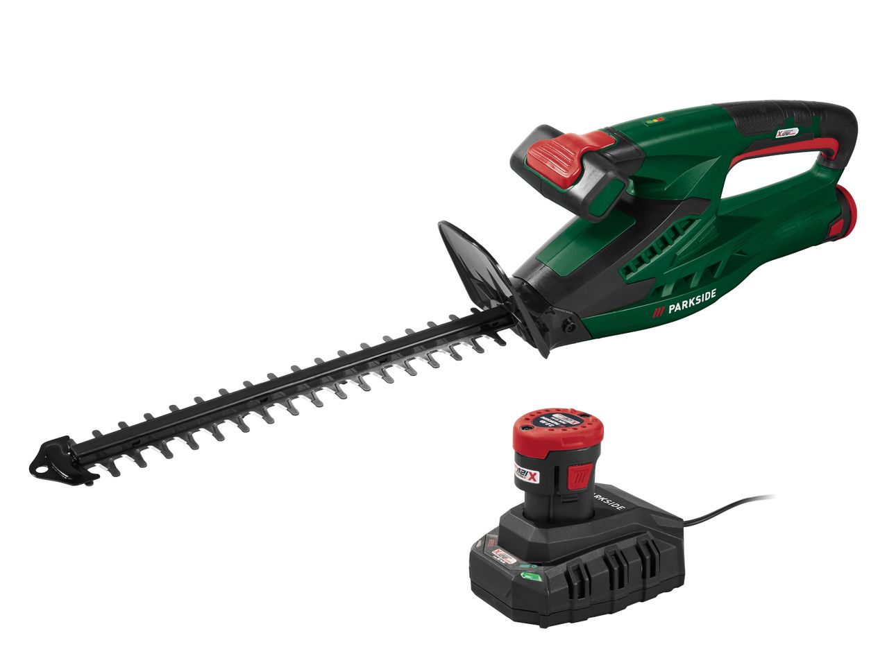 Akku-Heckenschere mit Ladegerät und Akku