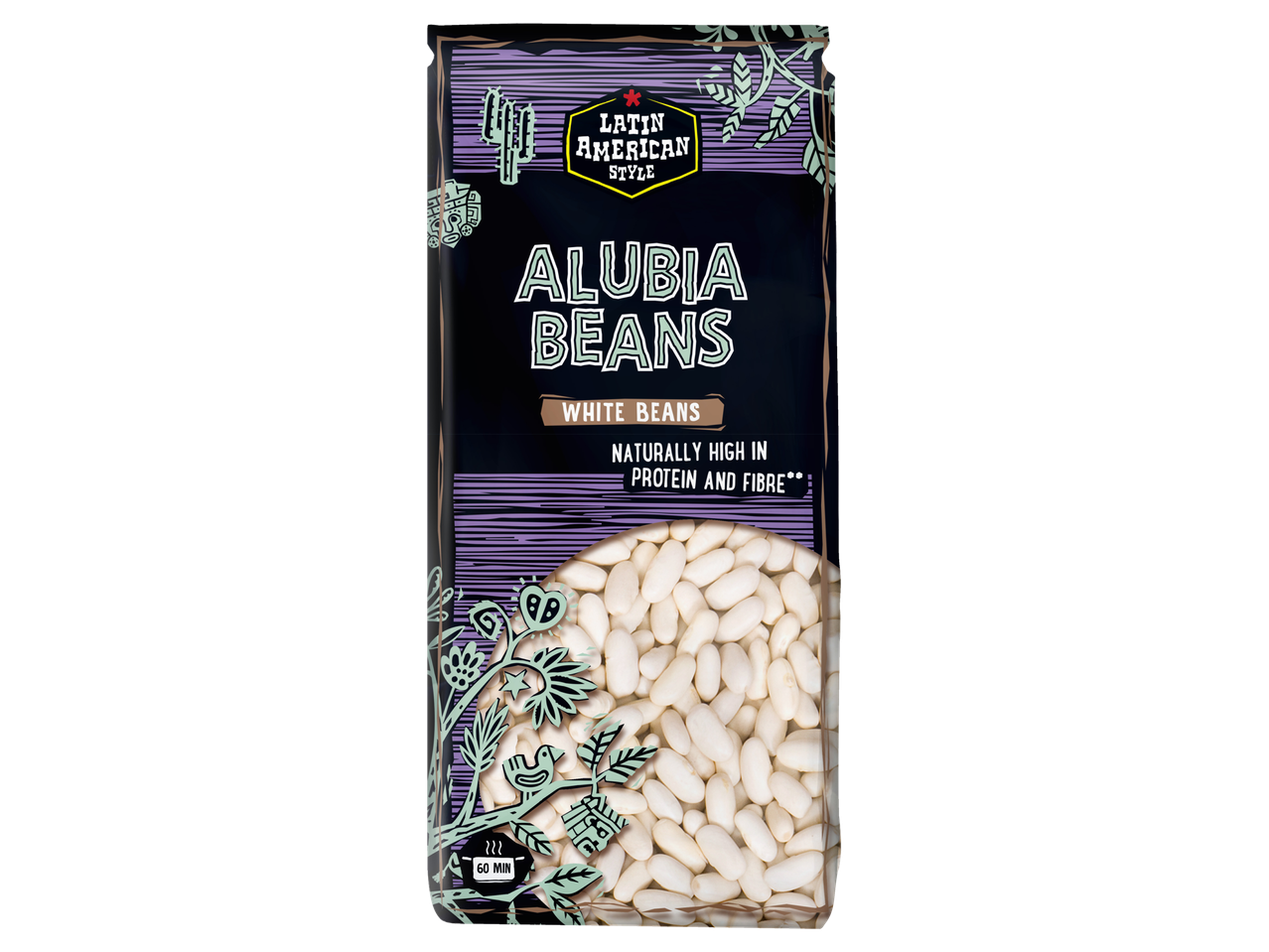 Een zak Latin American Style Albuia bonen, witte bonen van nature rijk aan eiwitten en vezels.