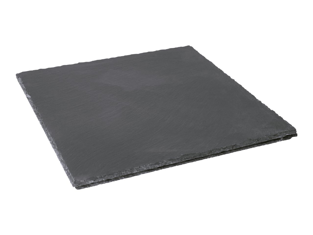 Rectangular slate serving board with natural, rough edges on a white background.