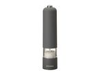 SilverCrest electric salt grinder with a transparent chamber filled with salt.