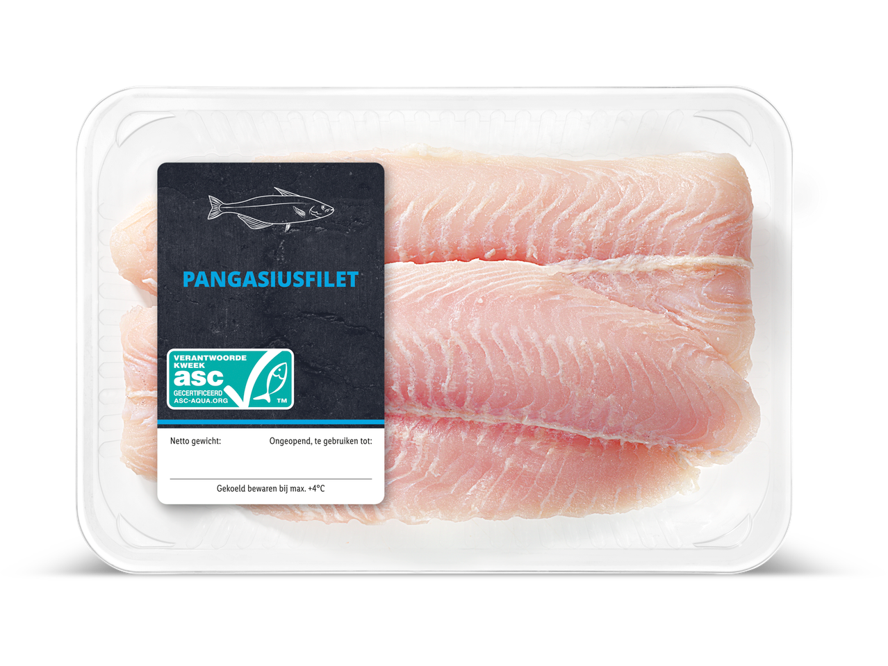 ASC pangasiusfilets in een schaal.