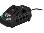 Încărcător de baterii Parkside X 20 V Team 4,5 A, negru cu indicator verde.