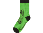 Žalia vaikiška kojinė su juodu Minecraft Creeper dizainu ir juodu kulnu/pirštais