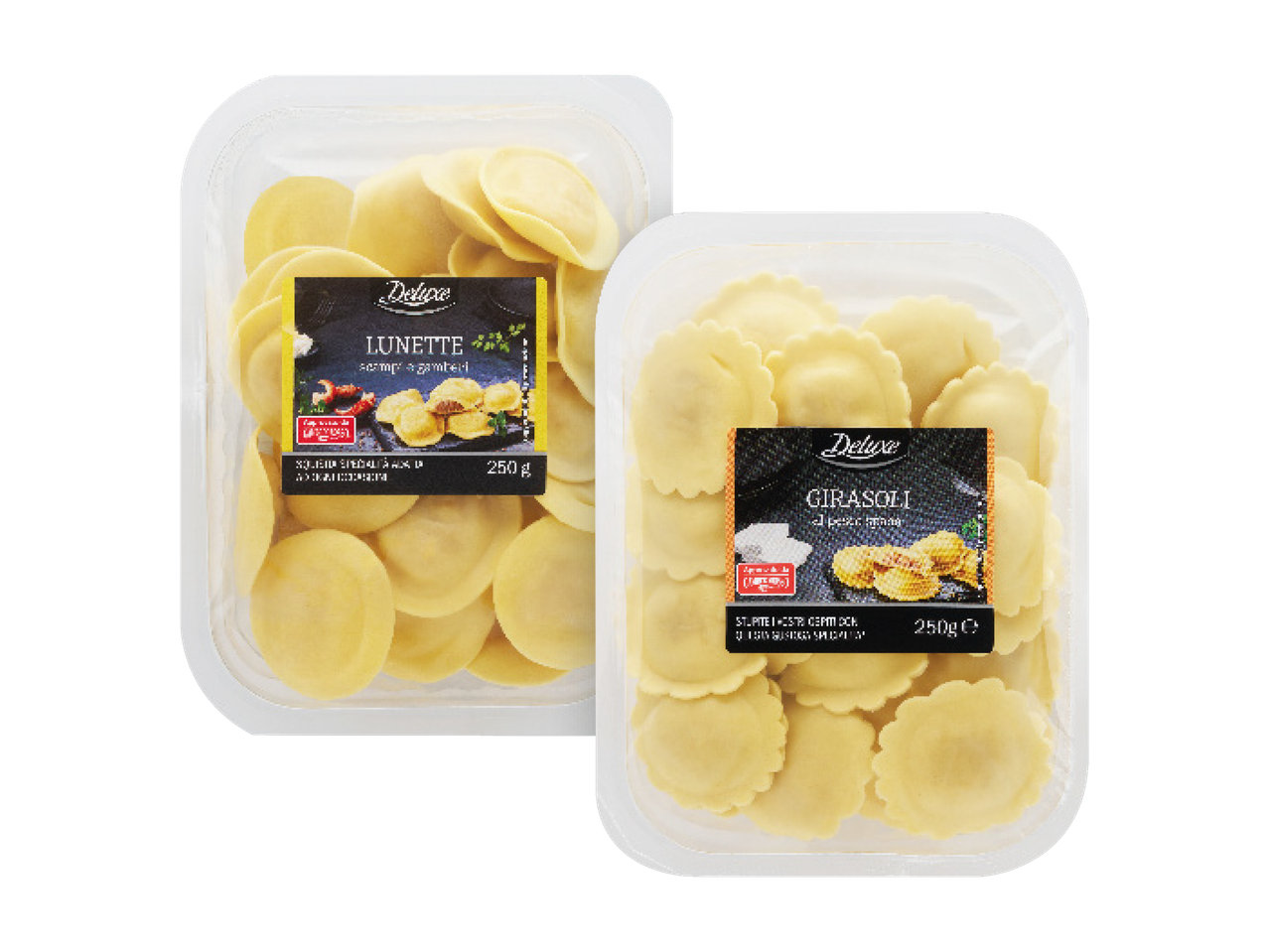 Lunette agli scampi e gamberi o Girasoli al pesce spada