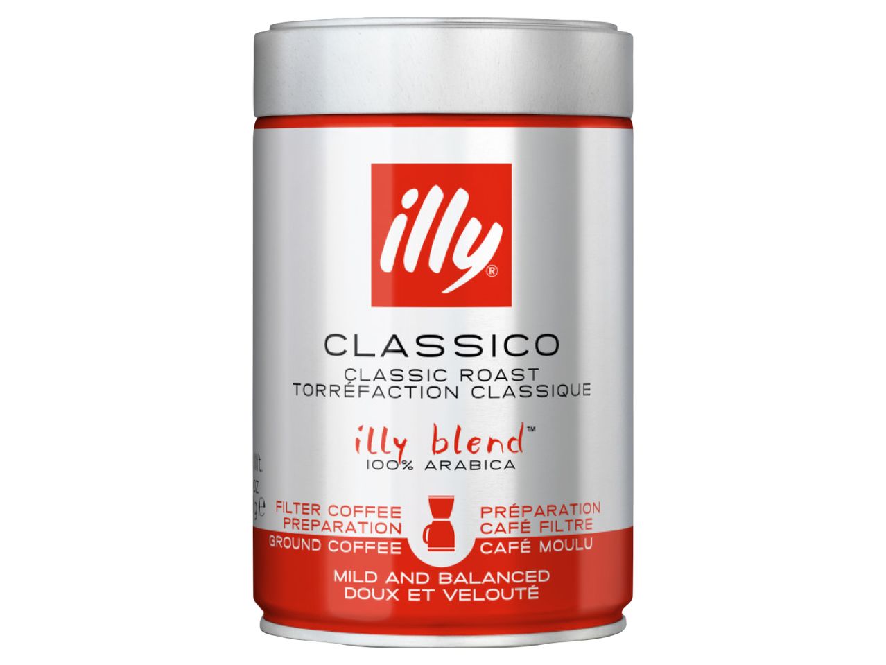 Illy Classico Classic Roast kafijas bundža, 100% arabika, malta.