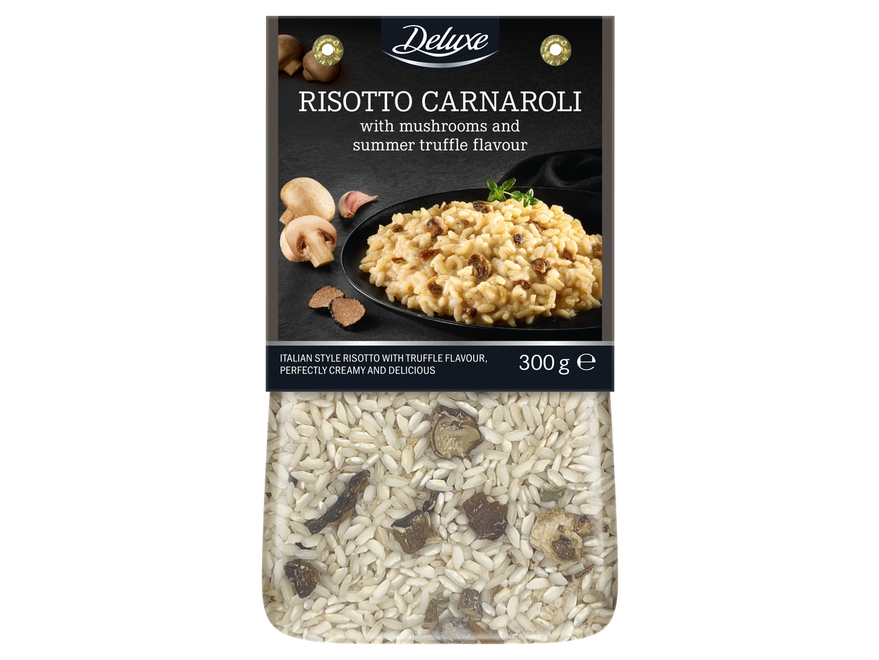 Risotto Carnaroli Deluxe cu ciuperci și aromă de trufe de vară.