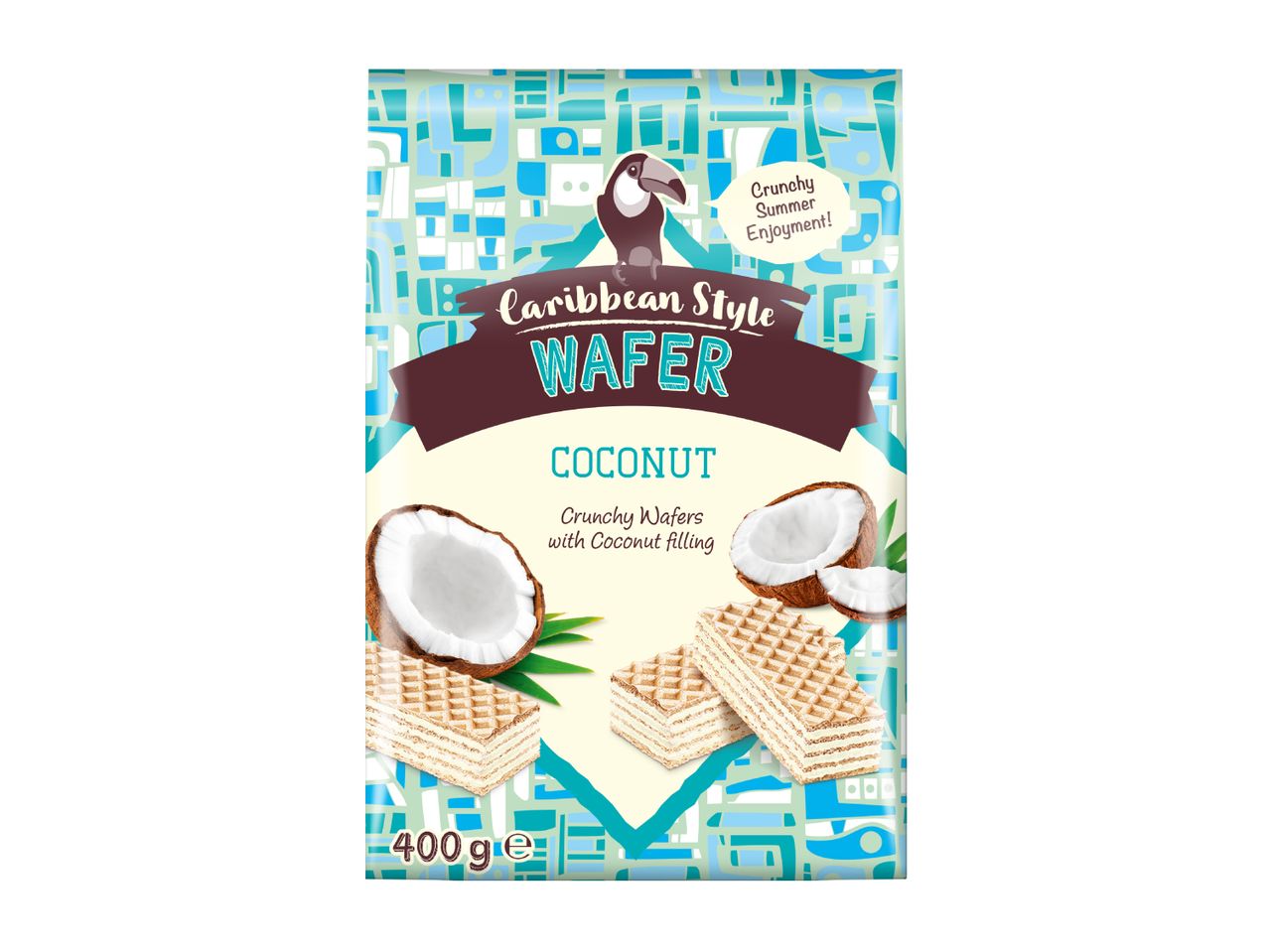 Caribbean style coconut wafers with a toucan, 400g.