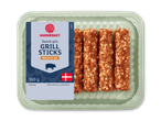 Grillsticks af dansk gris med bacon og ost i en pakke på 360g.