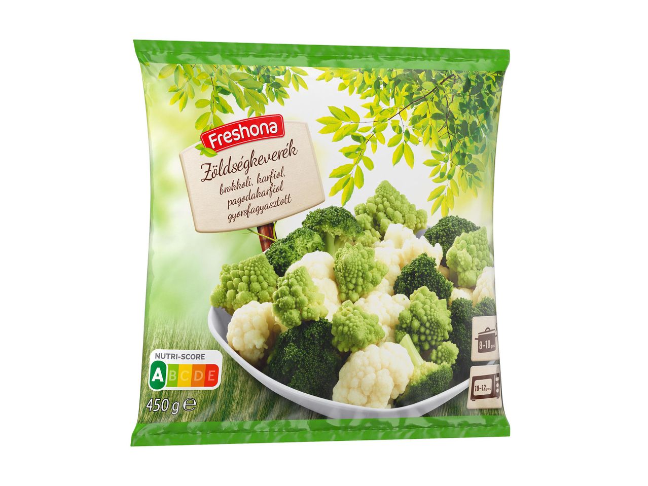 Fresbona fagyasztott zöldségkeverék: brokkoli, karfiol, romanesco.