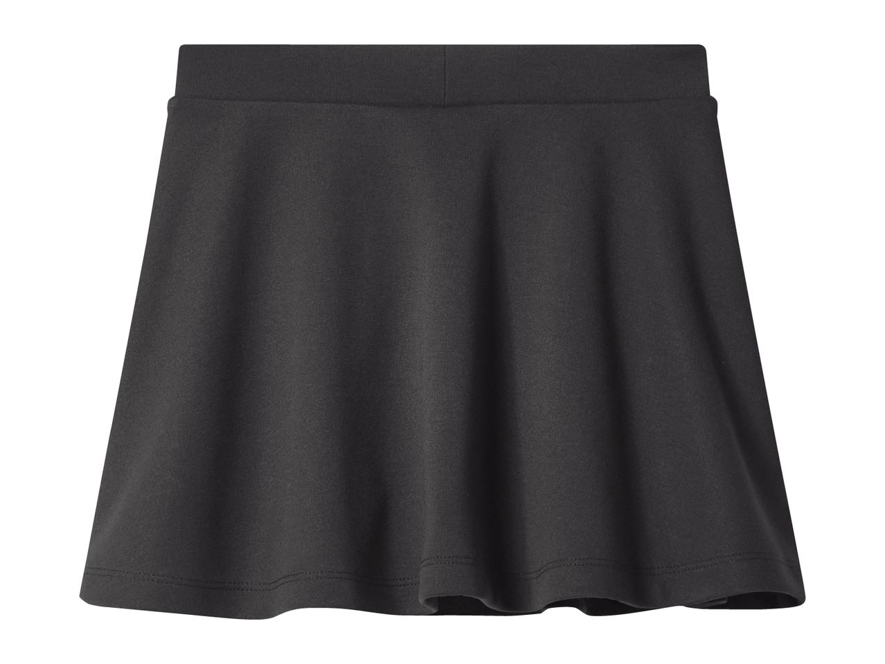 Black skater skirt with an elastic waistband.