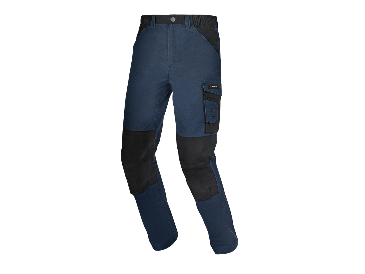 Parkside® tööriistapüksid sinises ja mustas.