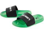 A pair of green and black Minecraft slides.