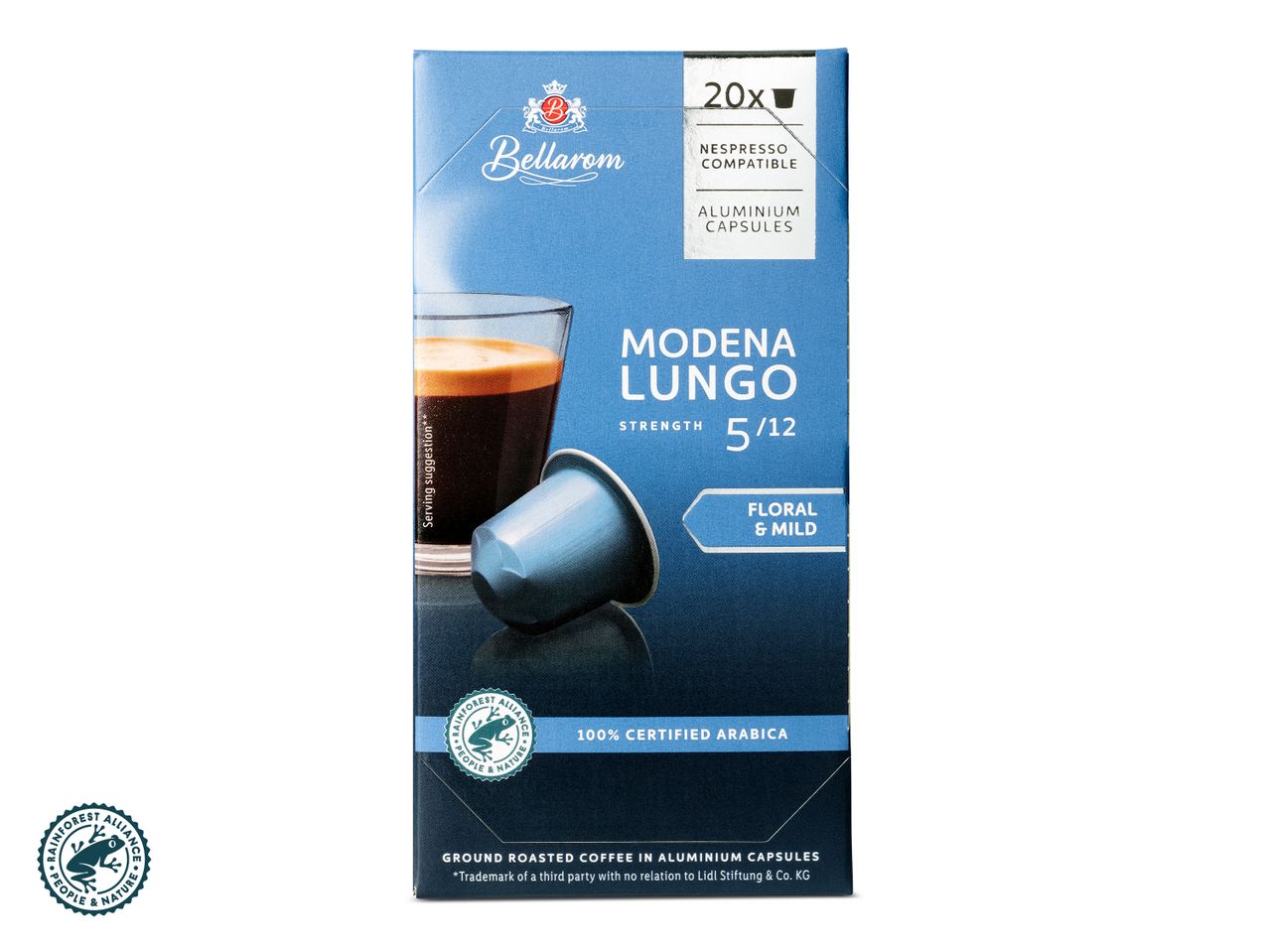 Bellarom Modena Lungo koffie capsules, Nespresso compatibel.