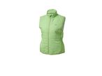 Light green quilted vest with a zipper and a small logo on the chest.