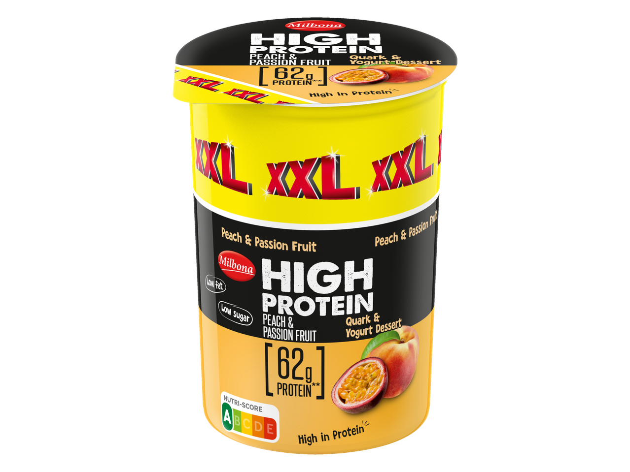 Milbona Hoge Proteïne Perzik & Passievrucht Kwark & Yoghurt Dessert