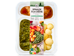Chef Select: roomse spinazie, cordon bleu en aardappelen.